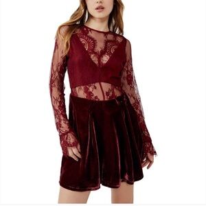 - NWOT FREE PEOPLE DRESS burgundy color